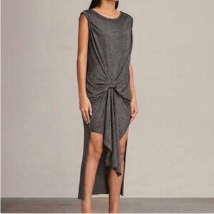 NWOT All Saints Riviera Devo Dress Grey Asymmetric Hem Casual Women’s Small